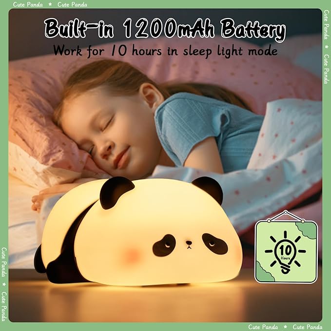 Children's Night Light, Panda Night Lamp, Children, 3 Light Modes, Nursing Light, Dimmable with Timer, Touch Control, Silicone Night Light, Baby, USB Rechargeable Panda Lamp, Cute Night Light,