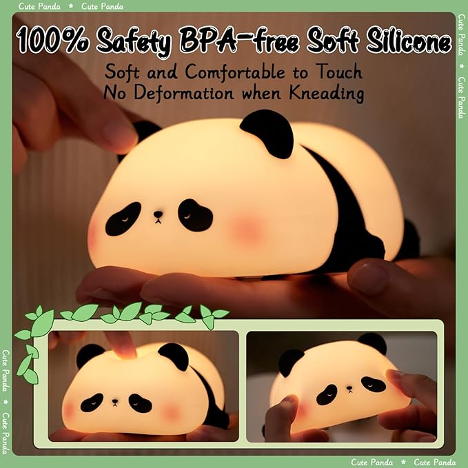 Children's Night Light, Panda Night Lamp, Children, 3 Light Modes, Nursing Light, Dimmable with Timer, Touch Control, Silicone Night Light, Baby, USB Rechargeable Panda Lamp, Cute Night Light,