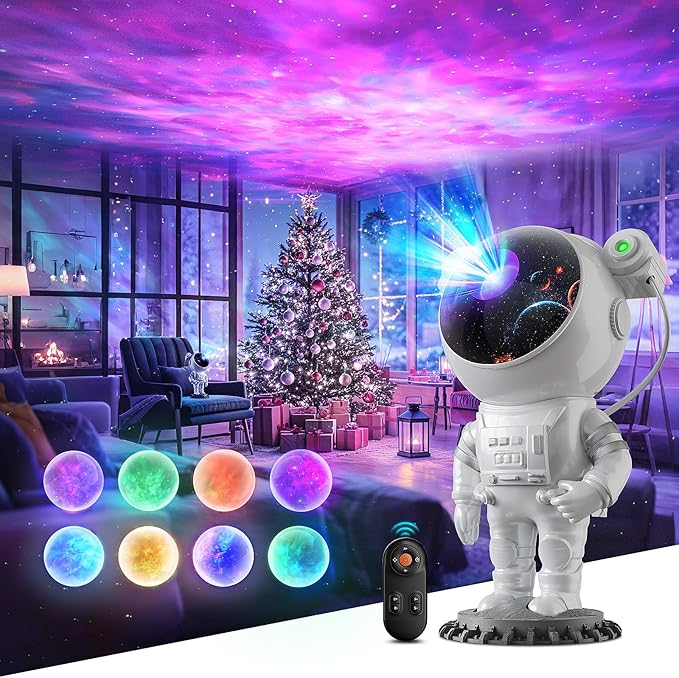 Astronaut Galaxy Projector Night Light – LED Star Nebula Light with Remote & Timer for Bedroom, Kids, Adults, Party & Room Decor