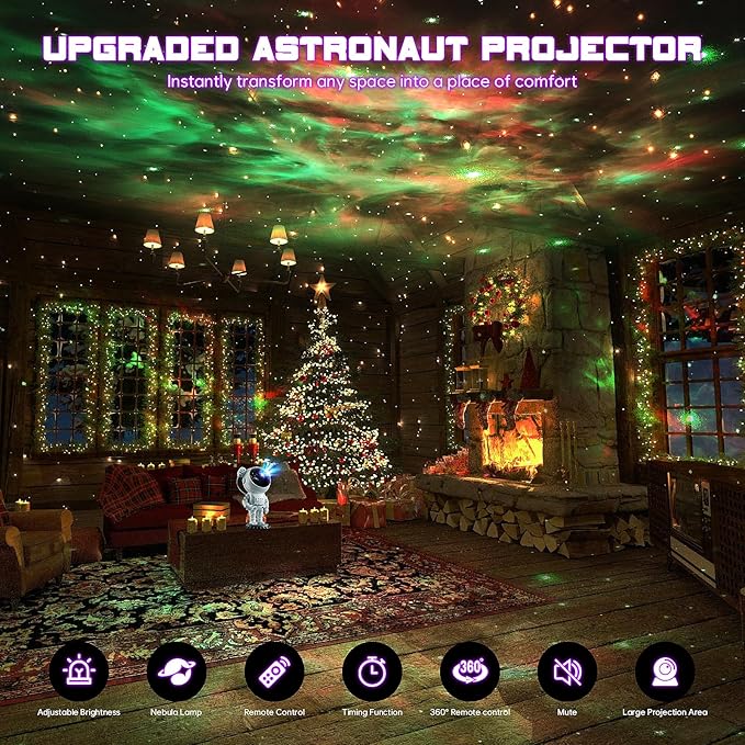 Astronaut Galaxy Projector Night Light – LED Star Nebula Light with Remote & Timer for Bedroom, Kids, Adults, Party & Room Decor